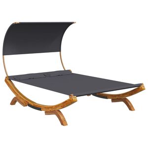 vidaXL Outdoor Lounge Bed Anthracite Solid bent wood and polyester fabric