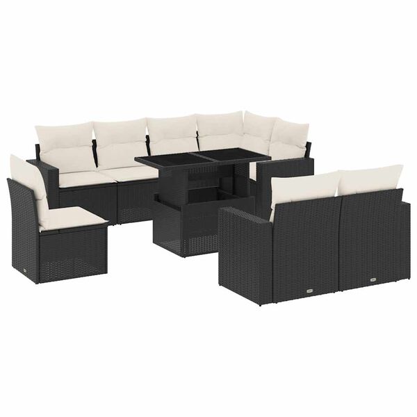vidaXL Garden Sofa Set Black, Cream white