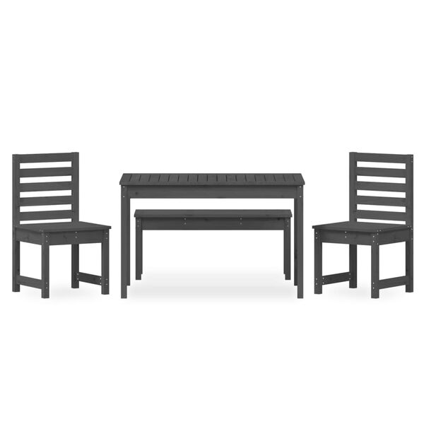vidaXL Garden Dining Set Grey Solid pine wood Medium Modern