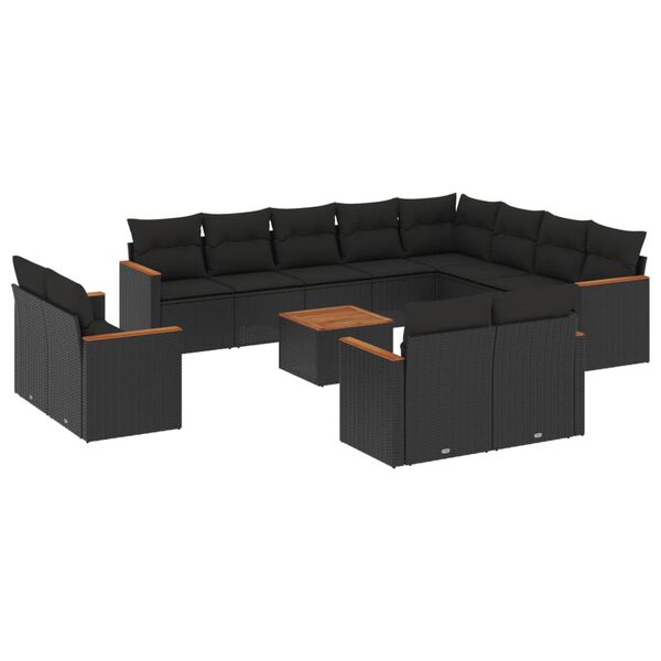 vidaXL Garden Sofa Set Black