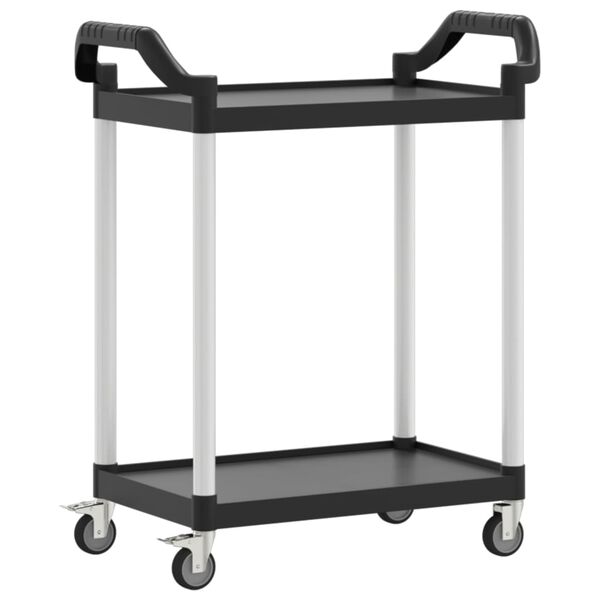 vidaXL 2-Tier Trolley Black 31.9"x16.1"x36.2" Aluminum