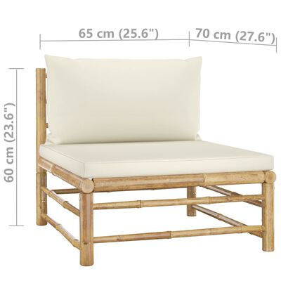 vidaXL 8 Piece Patio Lounge Set with Cream White Cushions Bamboo