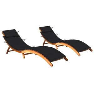 vidaXL Sun Lounger Natural wood Solid acacia wood, 100% polyester fabric