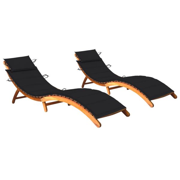 vidaXL Sun Lounger Natural wood Solid acacia wood, 100% polyester fabric