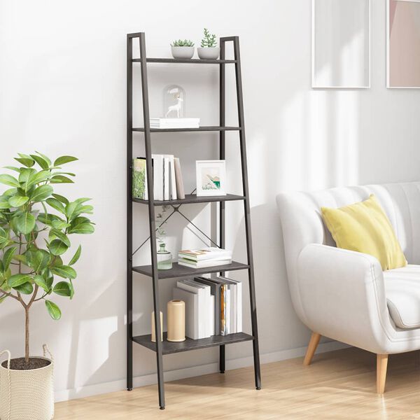 vidaXL Standing Shelf Black Engineered wood, Steel 5-Tier Standing Shelf
