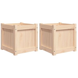 vidaXL Garden Planter Set of 2 Natural Solid pine wood 15.7x15.7x15.7 in