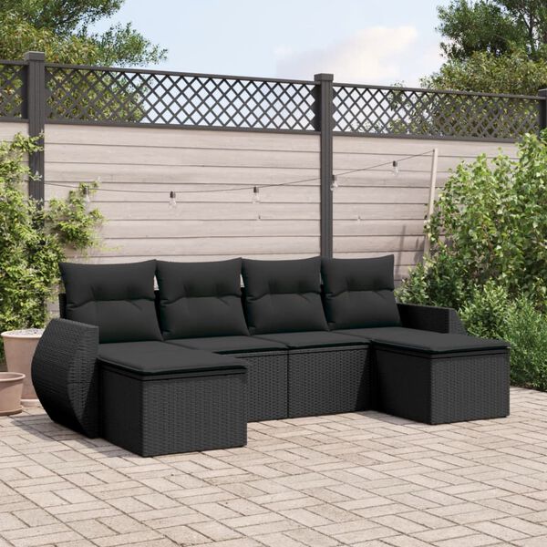 vidaXL Garden Sofa Set Black PE rattan, powder-coated steel, polyester