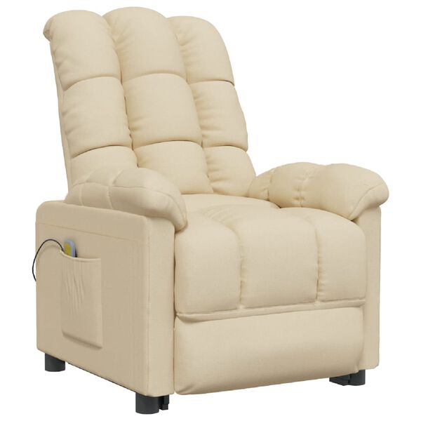 vidaXL Massage Chair Cream 100% polyester, metal, solid wood, plywood