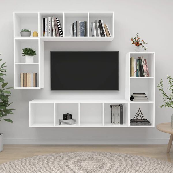 vidaXL TV Cabinet Set White Engineered wood Standard Storage
