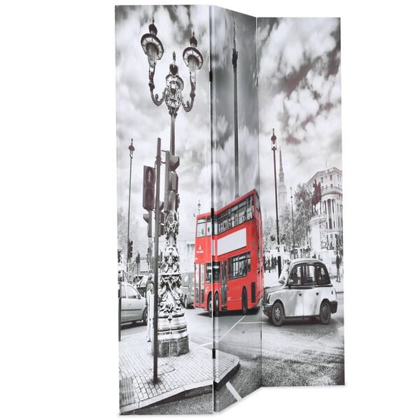 vidaXL Folding Room Divider 47.2x66.9" London Bus Black and White
