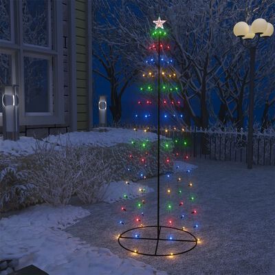 vidaXL Christmas Cone Tree Colorful 100 LEDs Decoration 27.6"x70.9"