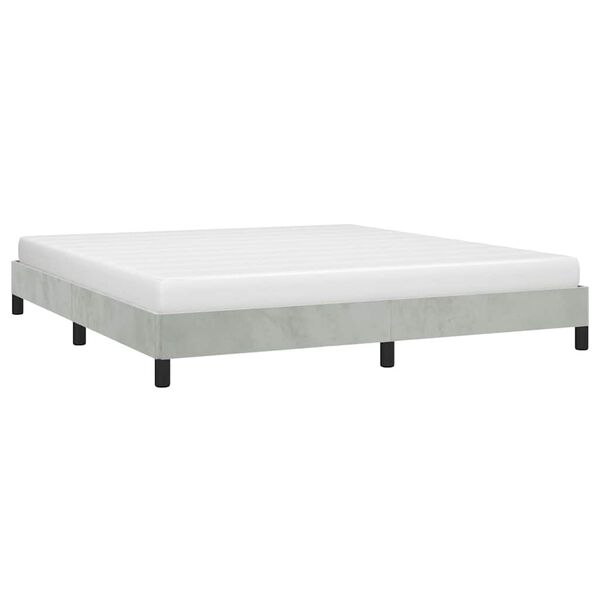 vidaXL Bed Frame Light Grey Velvet, Plywood, Engineered Wood