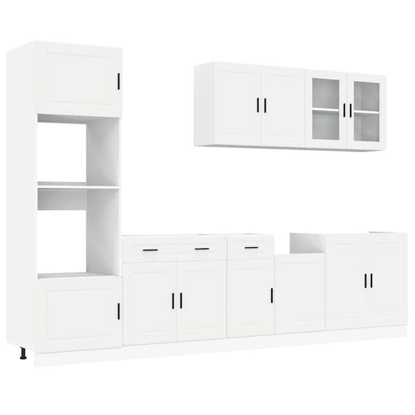 vidaXL Kitchen Cabinet Set White Engineered wood and glass Large