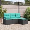 vidaXL Garden Sofa Set with Cushion 4 pcs Black Poly rattan