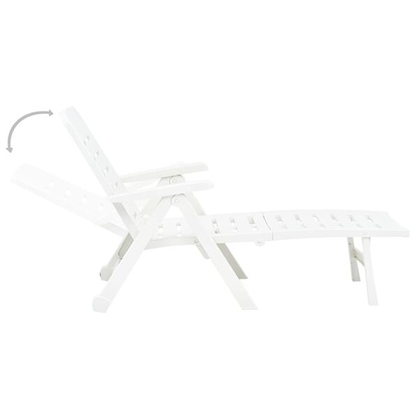 vidaXL Sunlounger White Plastic Standard Foldable Folding Sun Lounger