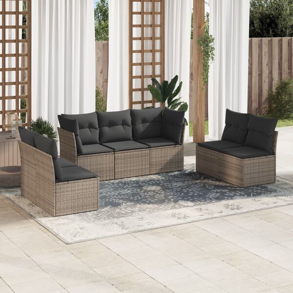 vidaXL Garden Sofa Set Grey PE rattan Large Removable Covers