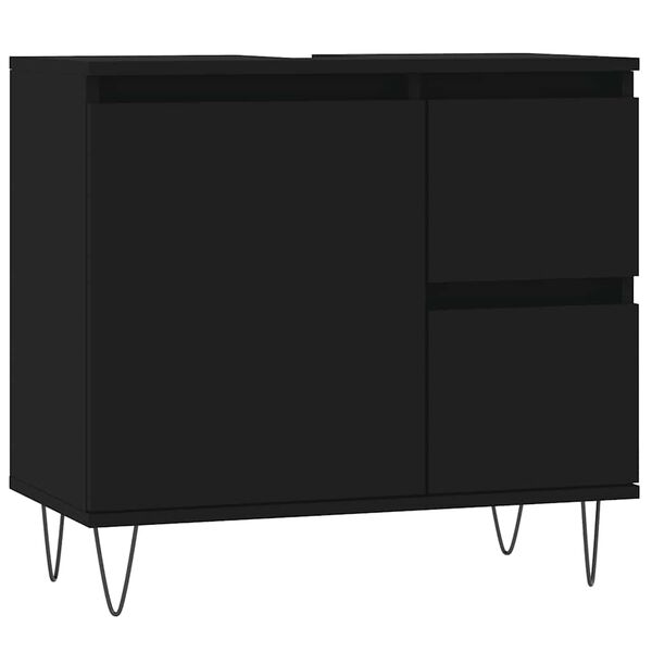 vidaXL Bathroom Cabinet Black Engineered wood, iron Medium