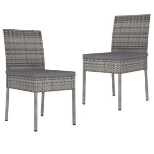 vidaXL Dining Chair Set of 2 Grey Poly rattan, powder-coated steel