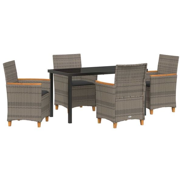 vidaXL Garden Dining Set 5 pcs Grey Poly Rattan