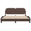 vidaXL Bed Frame Brown Faux leather, metal, solid pine wood, plywood