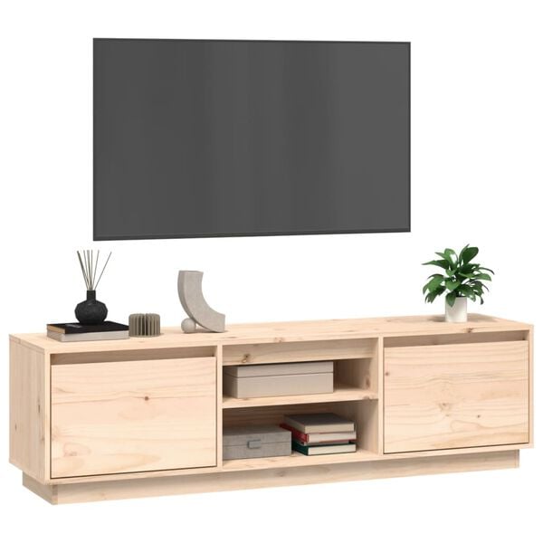 vidaXL TV Cabinet Natural Wood Solid Pine Wood 55.1 x 13.8 x 15.7 in