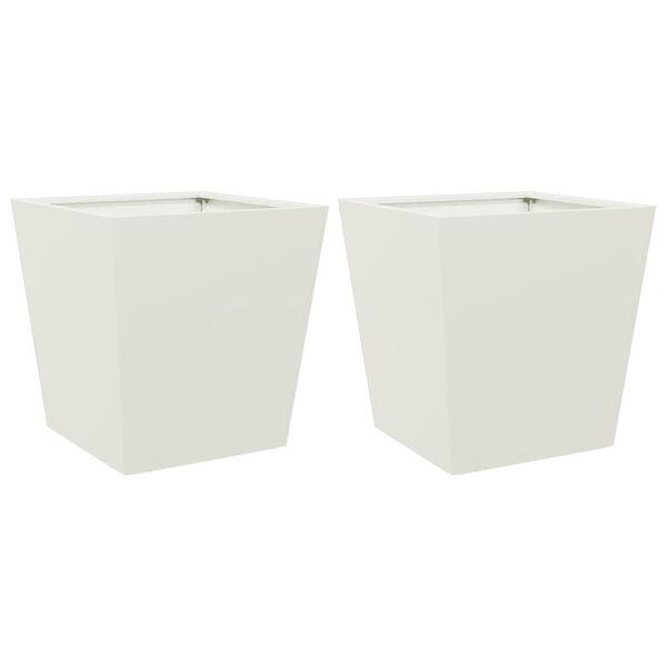 vidaXL Garden Planter Set of 2 White Cold-rolled steel Medium Durable