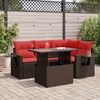 vidaXL 5 Piece Patio Sofa Set with Cushions Brown Poly Rattan Acacia
