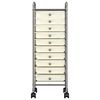 vidaXL 10-Drawer Mobile Storage Trolley White Plastic
