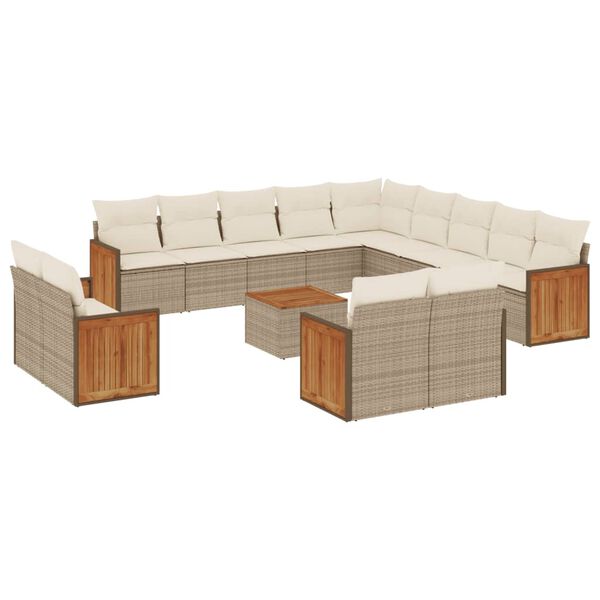 vidaXL Garden Sofa Set Beige Poly Rattan Large UV-resistant materials