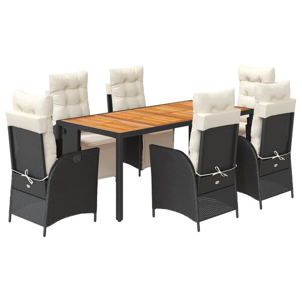 vidaXL Garden Dining Set Black, Cream White