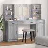 vidaXL Dressing Table Set with LED 3 pcs Grey Sonoma Engineered Wood