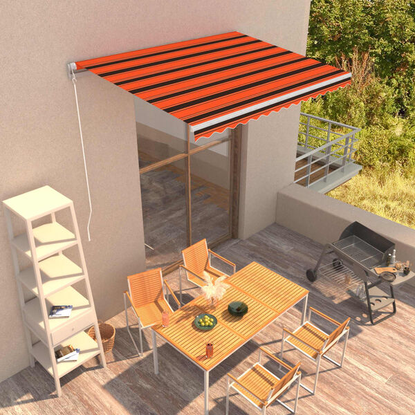 vidaXL Retractable Awning Orange and Brown Powder-coated aluminum