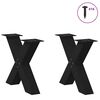 vidaXL Coffee Table Leg Set of 2 Black Powder-coated Steel Medium