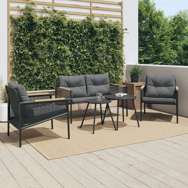 vidaXL Balcony Furniture Set Black