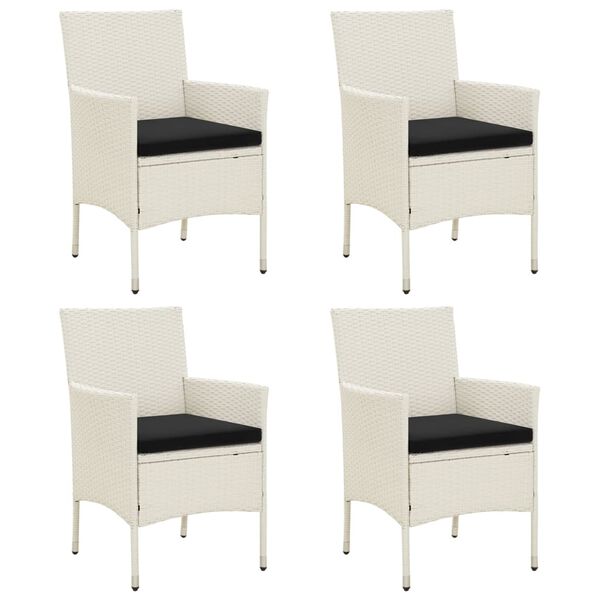 vidaXL Garden Chair Set of 4 White Poly Rattan Standard Durable
