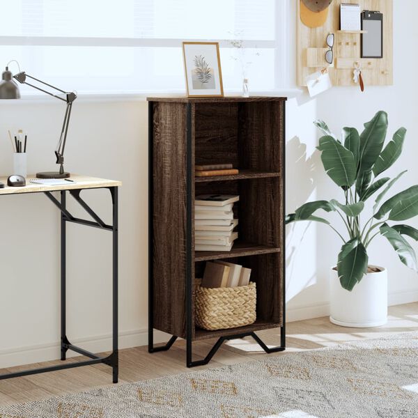 vidaXL Bookcase Brown oak Engineered wood, metal Medium Bookcase