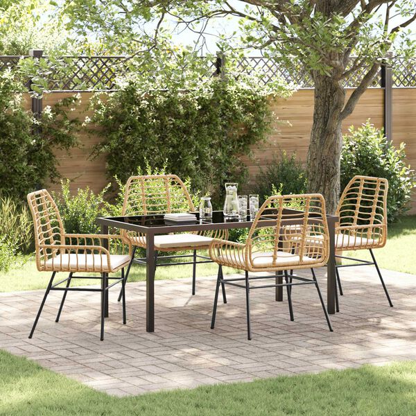 vidaXL Garden Dining Set 5 pcs Brown poly rattan