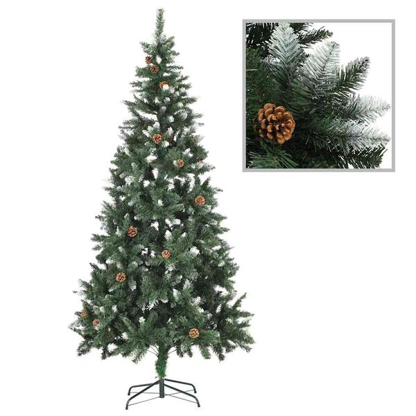 vidaXL Christmas Tree Green and white PVC 82.7 in Decorative Inlays