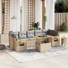 vidaXL Garden Sofa Set Beige PE Rattan Large Adjustable Feet