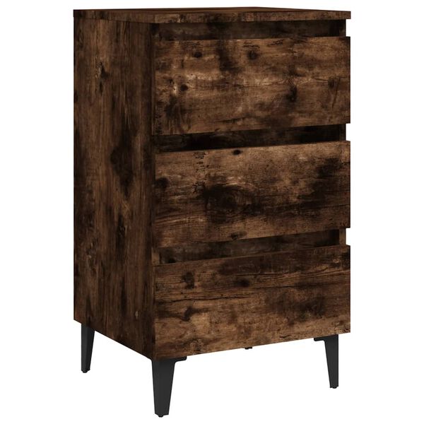 vidaXL Bed Cabinet Smoked oak Engineered wood, metal Medium Bed Cabinet