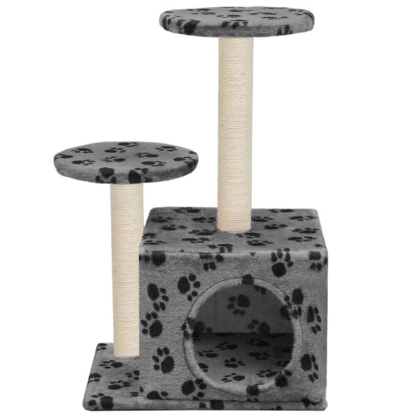 vidaXL Cat Tree Grey with paw prints