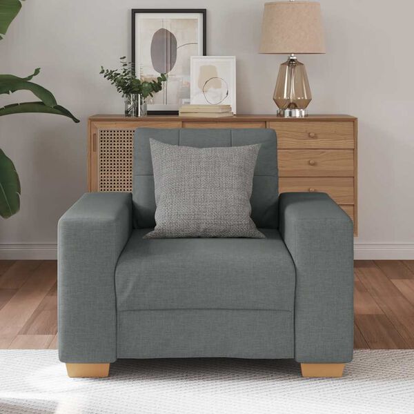 vidaXL Sofa Chair Dark Grey Polyester Fabric, Plywood, Steel Single