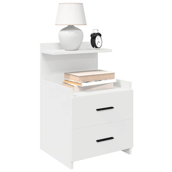 vidaXL Bedside Cabinet White Engineered wood Medium Bedside Cabinet