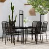 vidaXL Dining Set Black Powder-coated steel, glass, cotton rope Medium