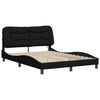 vidaXL Bed Frame Black Polyester, Metal, Solid Pine Wood, Plywood Full