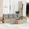 vidaXL Garden Sofa Set Beige PE rattan, powder-coated steel, tempered glass
