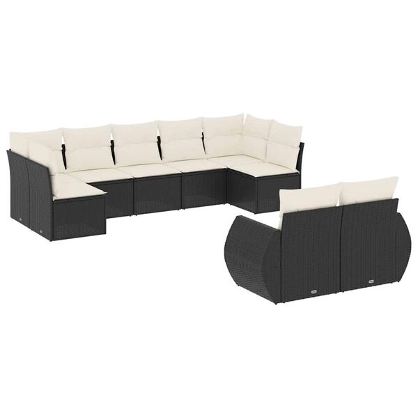 vidaXL Garden Sofa Set Black and Cream White