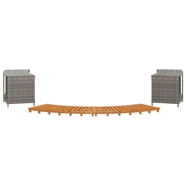 vidaXL Hot Tub Surround Gray Poly Rattan and Solid Wood Acacia