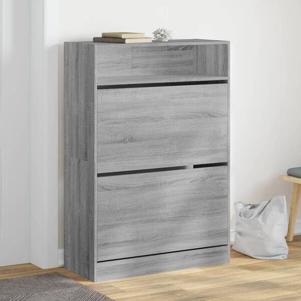 vidaXL Shoe Cabinet Grey Sonoma Engineered Wood 31.5 x 13.4 x 45.7 in