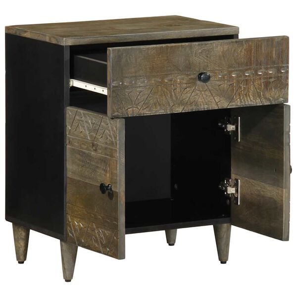 vidaXL Bedside Cabinet Light Grey Solid Mango Wood Medium